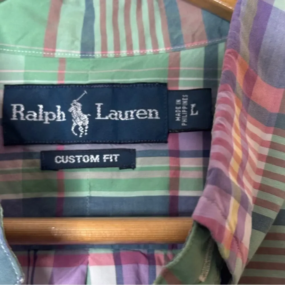 Ralph Lauren Men’s Shirt Button Down Long Sleeve Pastel Spring Plaid Size L